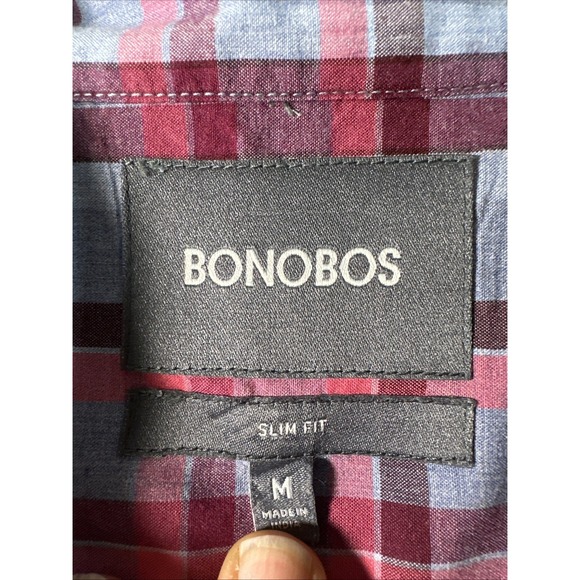 Bonobos Plaid Slim Fit Long Sleeve Oxford Shirt Button Down Blue/Pink Men's M - Picture 4 of 15